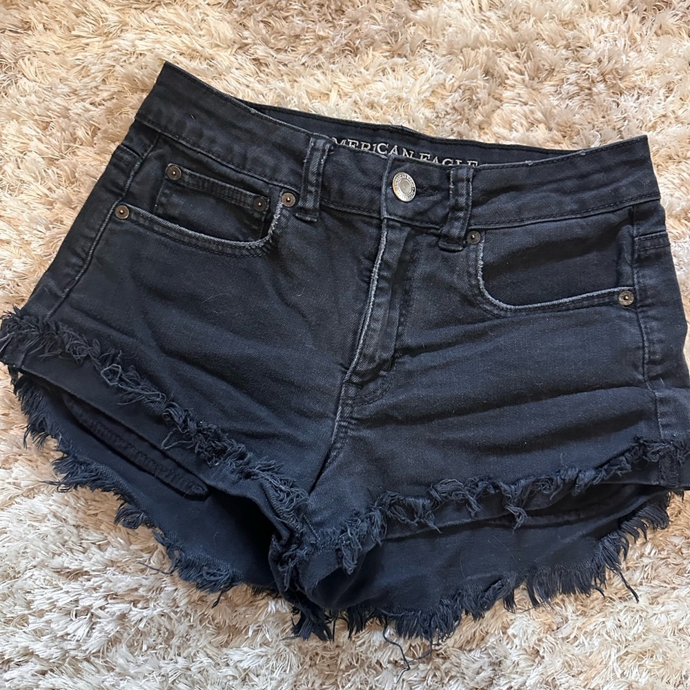 American Eagle Outfitters Black Distressed Jean Shorts